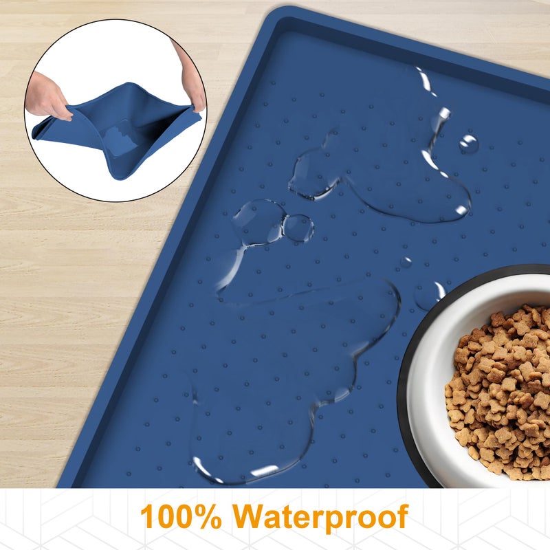 Mofason Pet Food Mat Waterproof Dog Mat 24â€x16â€ Large â€“ 0.5â€ inch Raised Edge, Pet Cat Silicone Feeding Placemat Water Bowl Tray for Floors, Nonslip Washable Dog Mat for Food and Water - Image 3